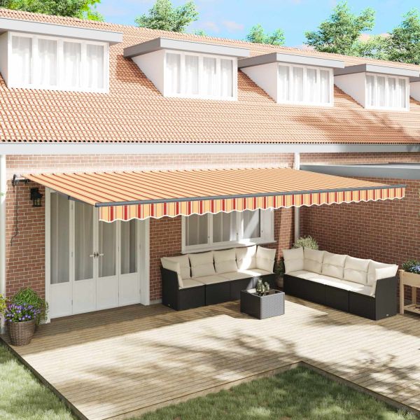 Прибираща се тента Жълт и оранжев 600 × 300 cm Тъкан и алуминий