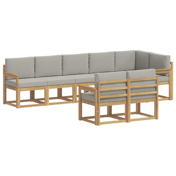 Комплект дивани за открито 8 pcs Бяло и светлосиво