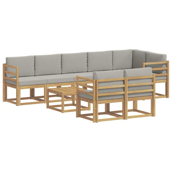 Комплект дивани за открито 9 pcs Бяло и светлосиво