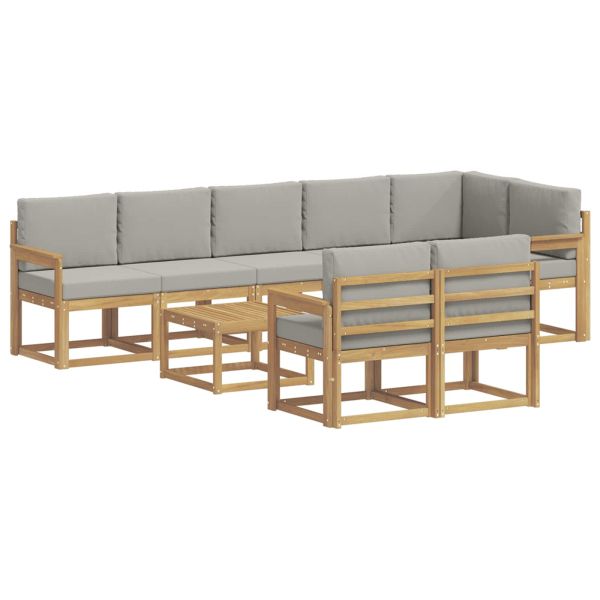 Комплект дивани за открито 9 pcs Бяло и светлосиво