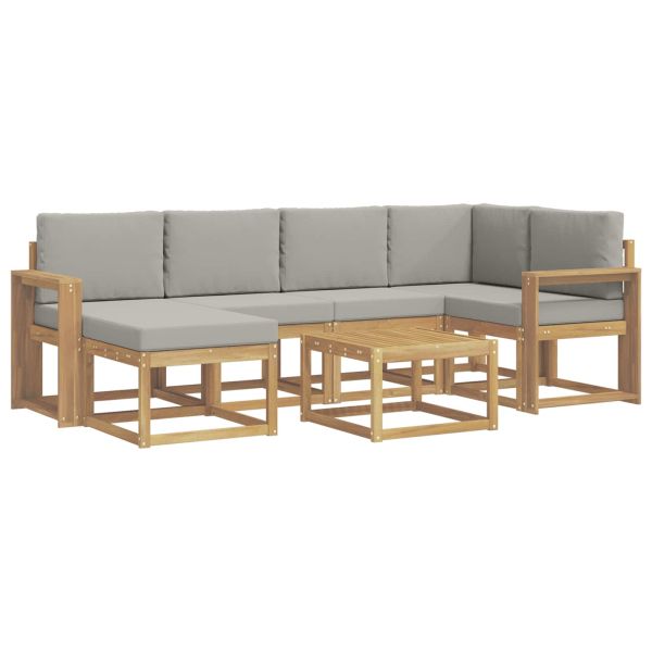Комплект дивани за открито 7 pcs Бяло и светлосиво