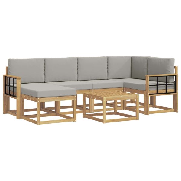 Комплект дивани за открито 7 pcs Бяло и светлосиво