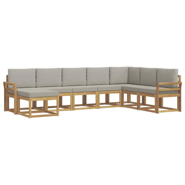 Комплект дивани за открито 8 pcs Бяло и светлосиво