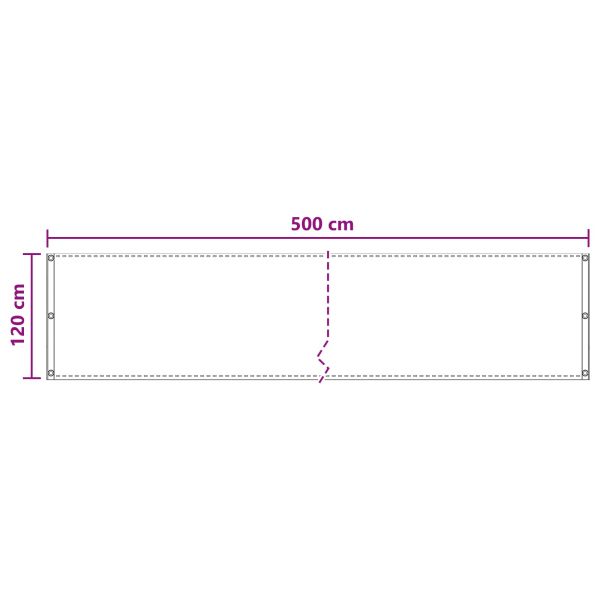 Балконен екран Пясък 120 x 500 cm HDPE и алуминий