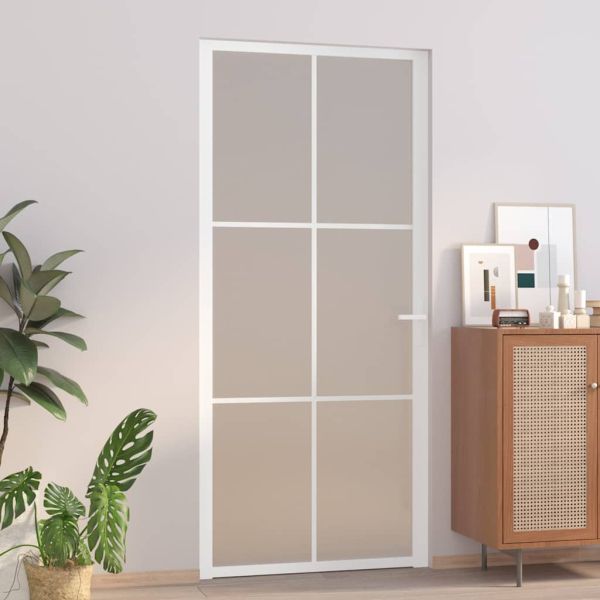 Интериорна врата 93x201,5 см бял мат стъкло и алуминий