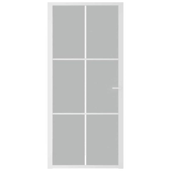Интериорна врата 93x201,5 см бял мат стъкло и алуминий