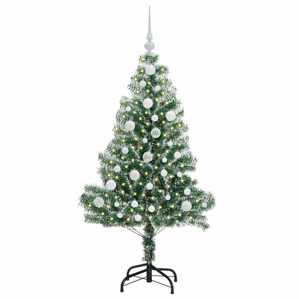 Изкуствена коледна елха със сняг и LED светлина 120 cm