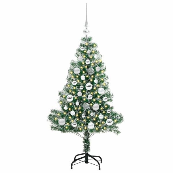 Изкуствена коледна елха със сняг и LED светлина 120 cm