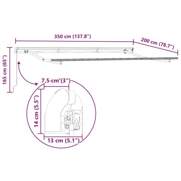 Сгъваем навес Зелен 350 x 200 cm текстил