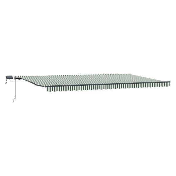 Прибираща се тента Зелен и бял 600 × 350 cm Тъкан и алуминий