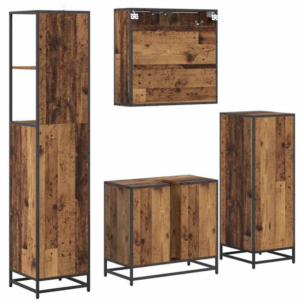 Комплект мебели за баня 4 pcs Старо дърво Инженерно дърво