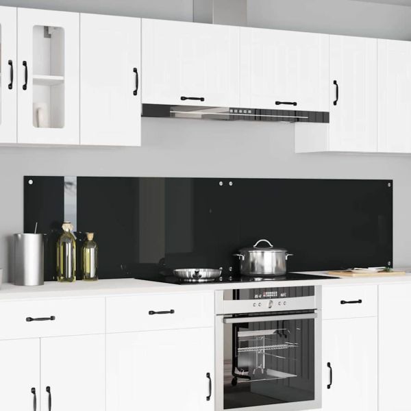 Кухненски гръб 2 pcs Черно 110 x 50 cm закалено стъкло