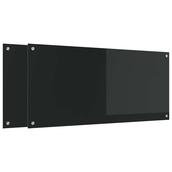 Кухненски гръб 2 pcs Черно 110 x 50 cm закалено стъкло