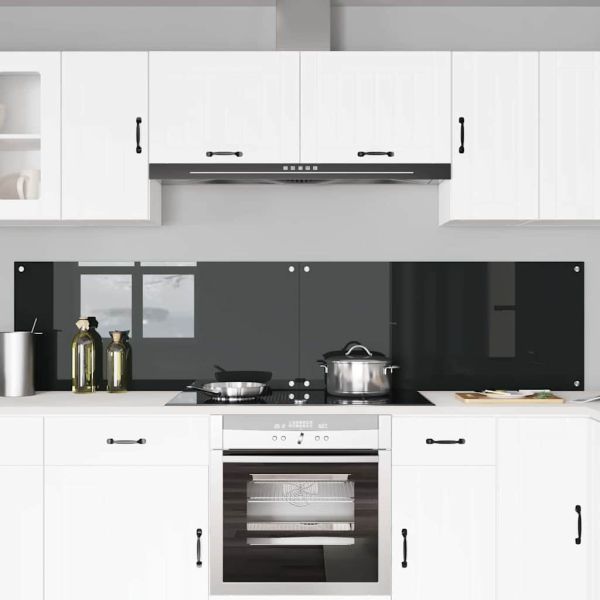 Кухненски гръб 2 pcs Черно 110 x 50 cm закалено стъкло
