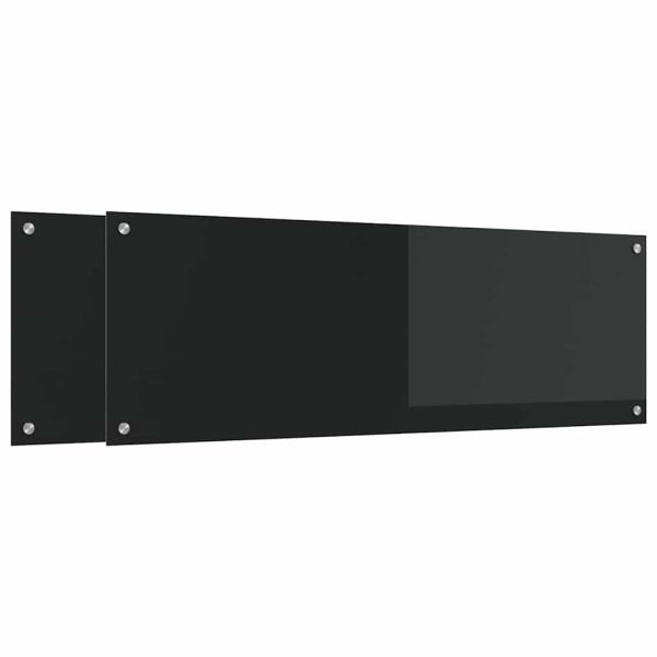 Кухненски гръб 2 pcs Черно 120 x 40 cm закалено стъкло