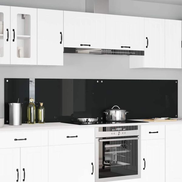 Кухненски гръб 2 pcs Черно 120 x 50 cm закалено стъкло