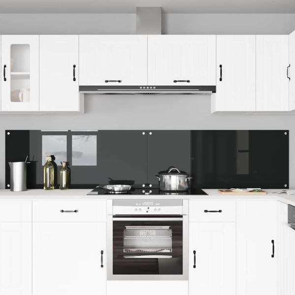 Кухненски гръб 2 pcs Черно 120 x 50 cm закалено стъкло