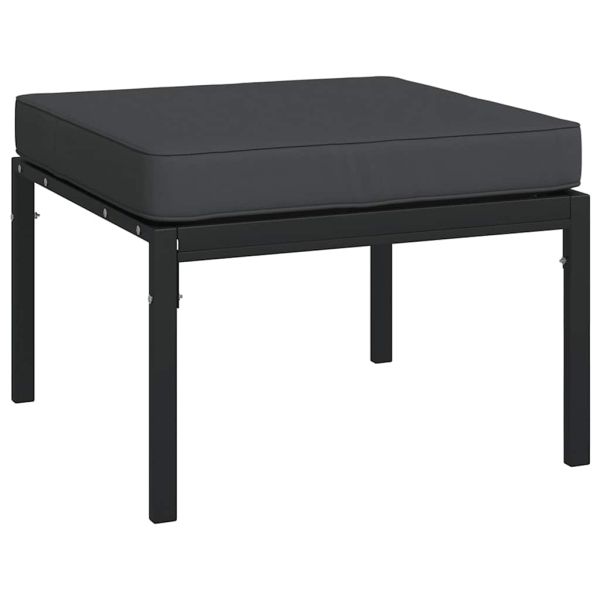 Градински табуретки сиви възглавници 2 бр 60x60x35 см стомана