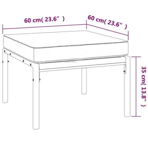 Градински табуретки сиви възглавници 2 бр 60x60x35 см стомана
