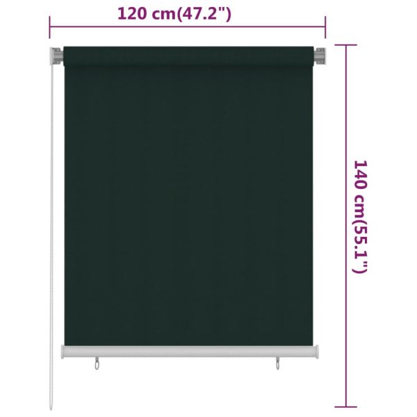 Външна ролетна щора, 125(Ш)x140(В) см, тъмнозелена, HDPE
