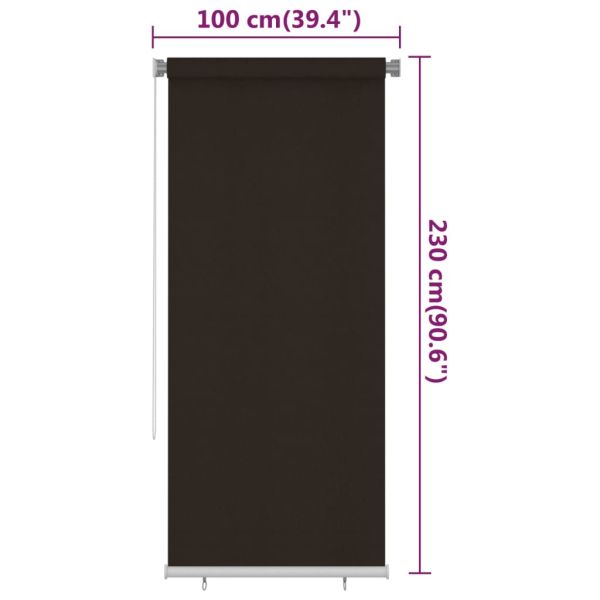 Външна ролетна щора, 105(Ш)x230(В) см, кафява, HDPE