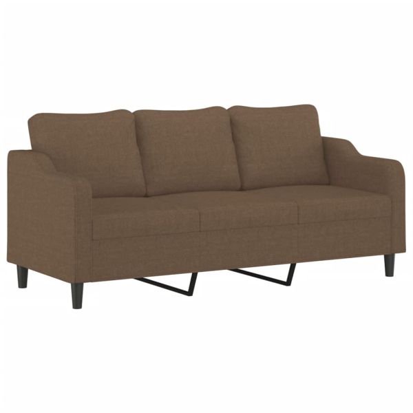 3-местен диван с табуретка, кафяв, 180 см, плат