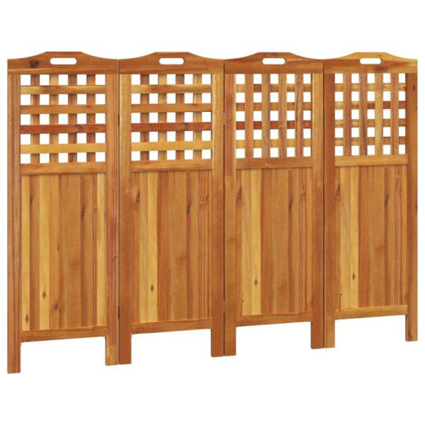 Параван за стая, 4 панела, 162x2x115 cм, акациево дърво масив