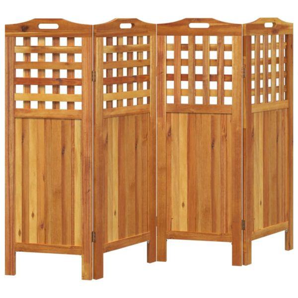 Параван за стая, 4 панела, 162x2x115 cм, акациево дърво масив