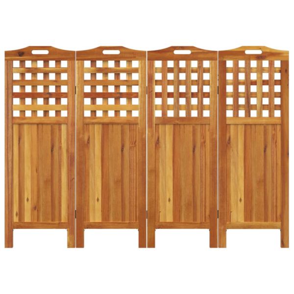 Параван за стая, 4 панела, 162x2x115 cм, акациево дърво масив