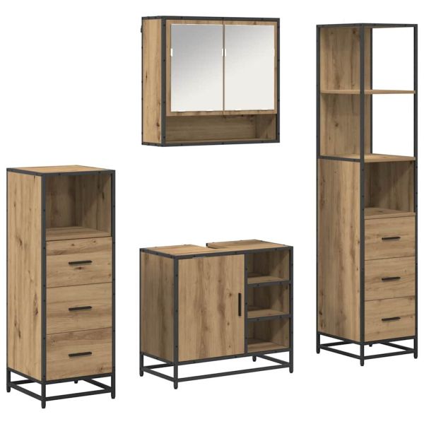 Комплект мебели за баня 4 бр. Дъб 65 x 33 x 60 см