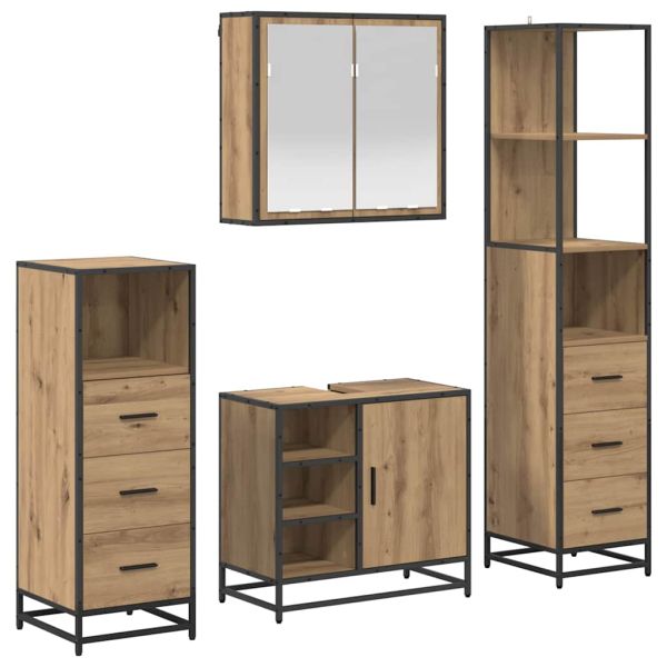 Комплект мебели за баня 4 бр. Дъб 65 x 33 x 60 см