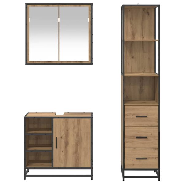 Комплект мебели за баня 3 бр. Дъб 65 x 33 x 60 см