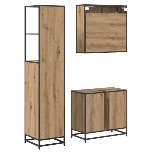 Комплект мебели за баня 3 бр. Дъб 65 x 33 x 60 см