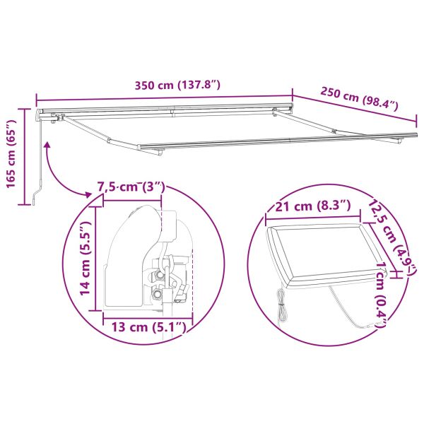 Прибираща се тента Зелен и жълт 350 x 250 cm Тъкан и алуминий
