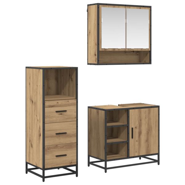 Комплект мебели за баня 3 бр. Дъб 65 x 33 x 60 см