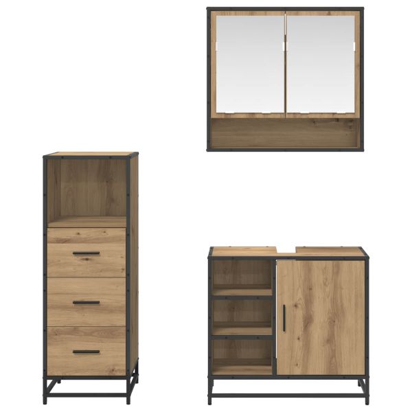 Комплект мебели за баня 3 бр. Дъб 65 x 33 x 60 см