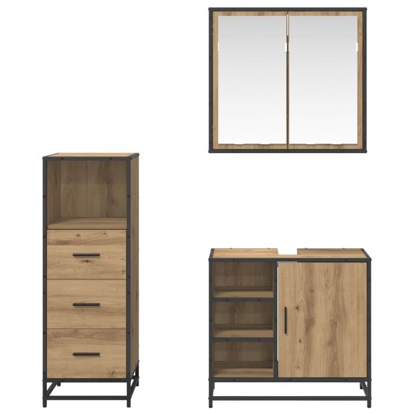 Комплект мебели за баня 3 бр. Дъб 65 x 33 x 60 см