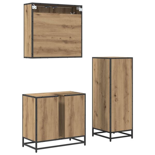 Комплект мебели за баня 3 бр. Дъб 65 x 33 x 60 см