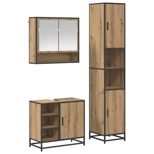 Комплект мебели за баня 3 бр. Дъб 35 x 37,5 x 188,5 см