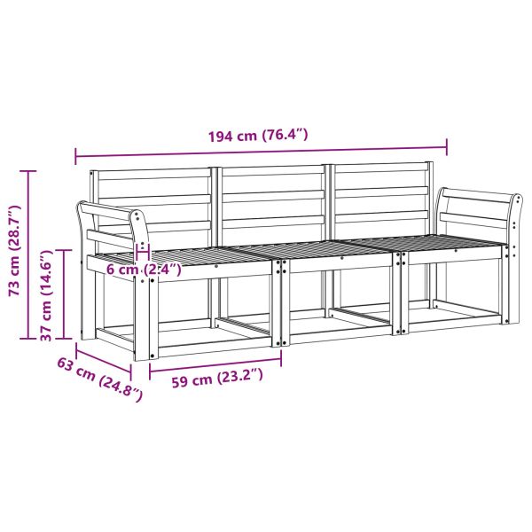 Комплект дивани за открито 3 pcs Бяло 194 x 63 x 73 см