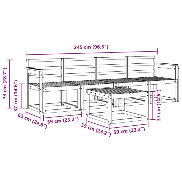 Комплект дивани за открито 5 pcs Бяло 59 x 59 x 37 см