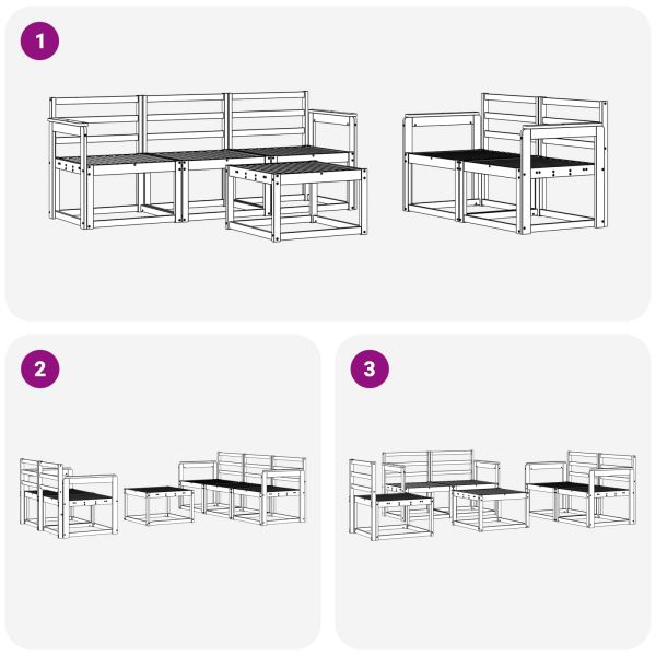 Комплект дивани за открито 6 pcs Бяло 59 x 59 x 37 см