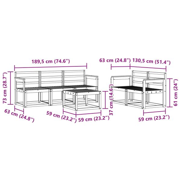 Комплект дивани за открито 6 pcs Бяло 59 x 59 x 37 см