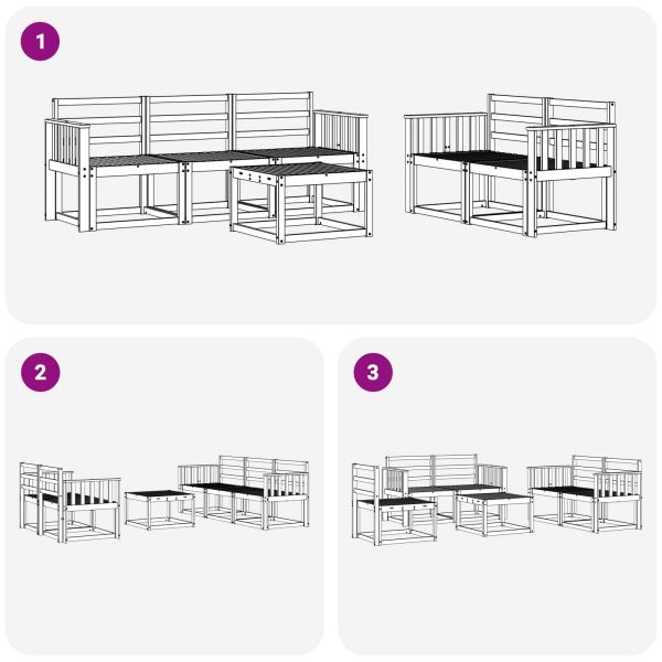 Комплект дивани за открито 6 pcs Бяло 59 x 59 x 37 см