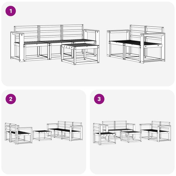 Комплект дивани за открито 6 pcs Бяло 59 x 59 x 37 см