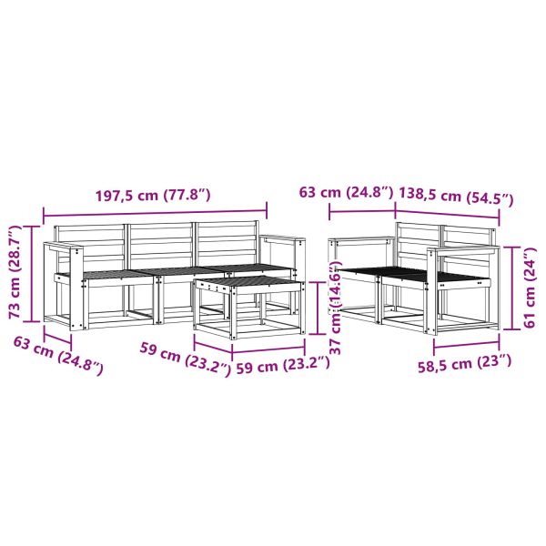 Комплект дивани за открито 6 pcs Бяло 59 x 59 x 37 см