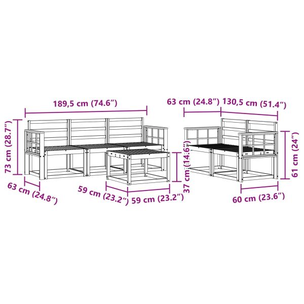 Комплект дивани за открито 6 pcs Бяло 59 x 59 x 37 см