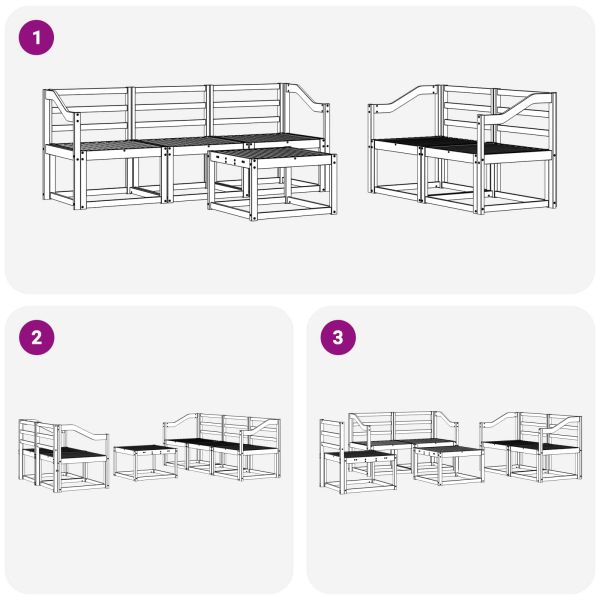 Комплект дивани за открито 6 pcs Бяло 59 x 59 x 37 см