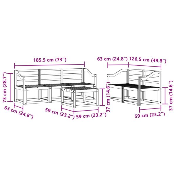 Комплект дивани за открито 6 pcs Бяло 59 x 59 x 37 см