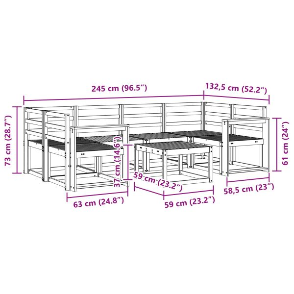 Комплект дивани за открито 7 pcs Бяло 59 x 59 x 37 см